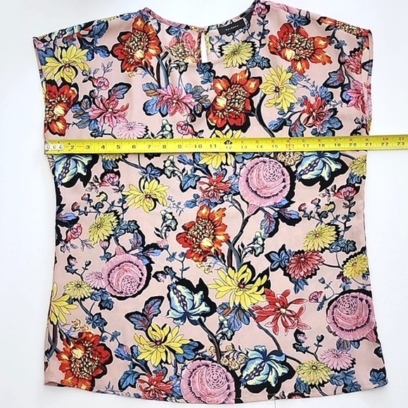 ⭐️3/ $30⭐️ Halogen Sleeveless Top Blouse Pink Puff Chintz Multi Floral Size S - Picture 12 of 13